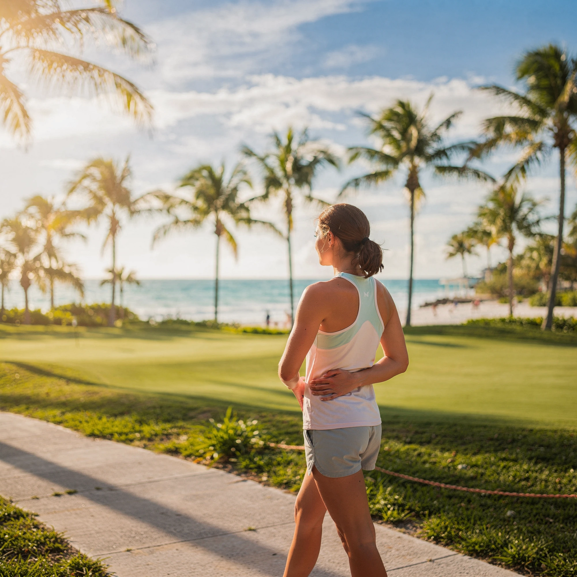 Woman walking on a Southwest Florida beach - ongoing pelvic health support for Fort Myers Beach, FL patients